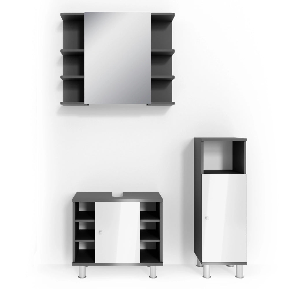 Vicco Set mobili bagno Antracite 3 parti