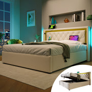 letto imbottito cotone beige 140x200 cm
