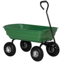 Carrello da Giardino con Struttura in Acciaio e Pneumatici, 108x52x100cm, Verde