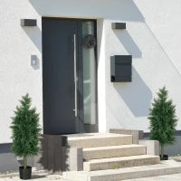 Set 2 Piante Finte di Cedro in PE con Vaso di Plastica PP, in Acciaio e Cemento, 38x12.5x90 cm, Verde