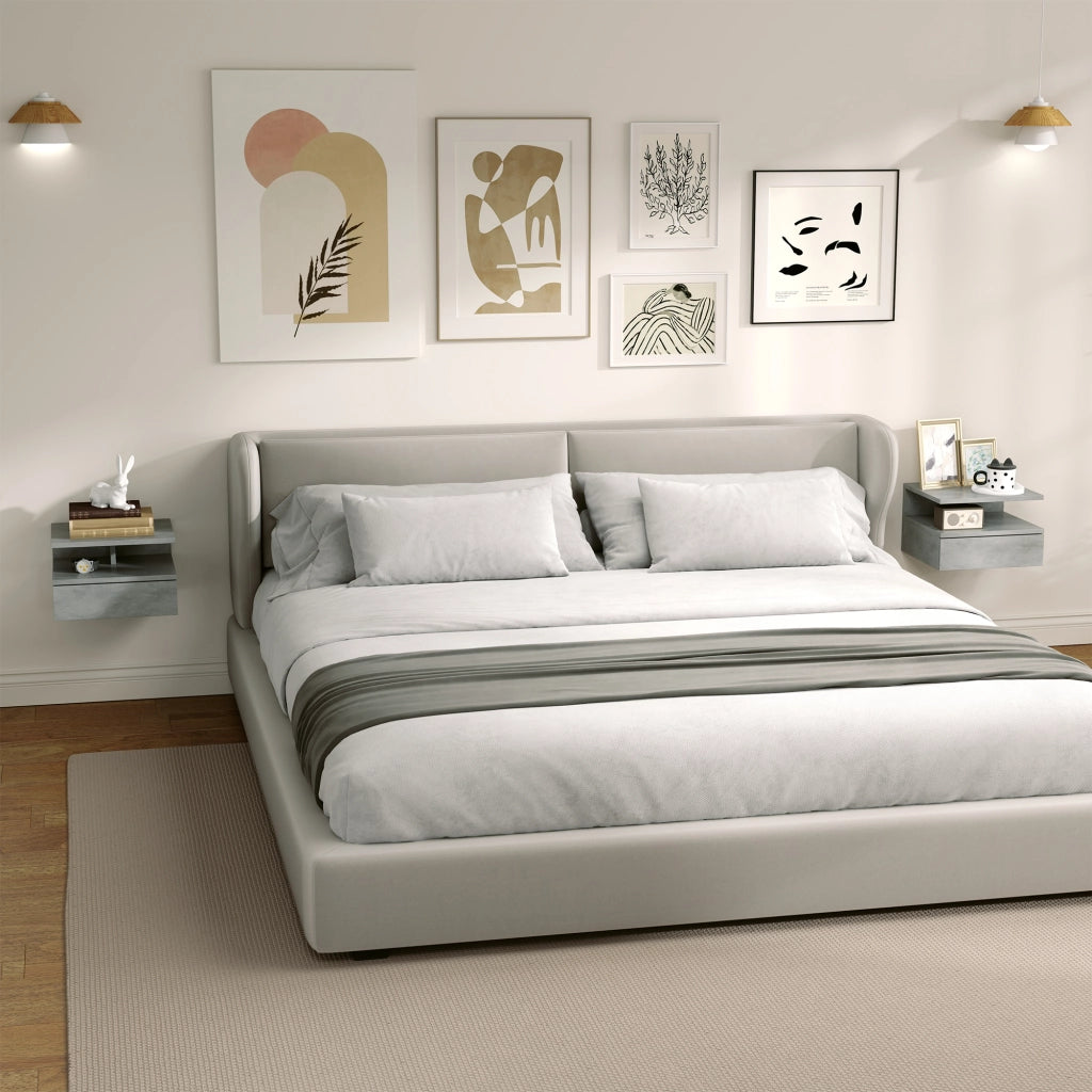 Comodino Moderno con Cassetto e Ripiano ¨C Zephmum ¨C Grigio 35x32x22,5 cm