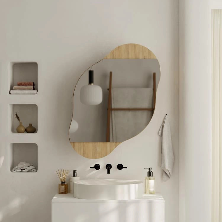 Specchio da Bagno con Armadietto Nuvola 60x13x75 cm in Melamina Zaffiro di Quercia