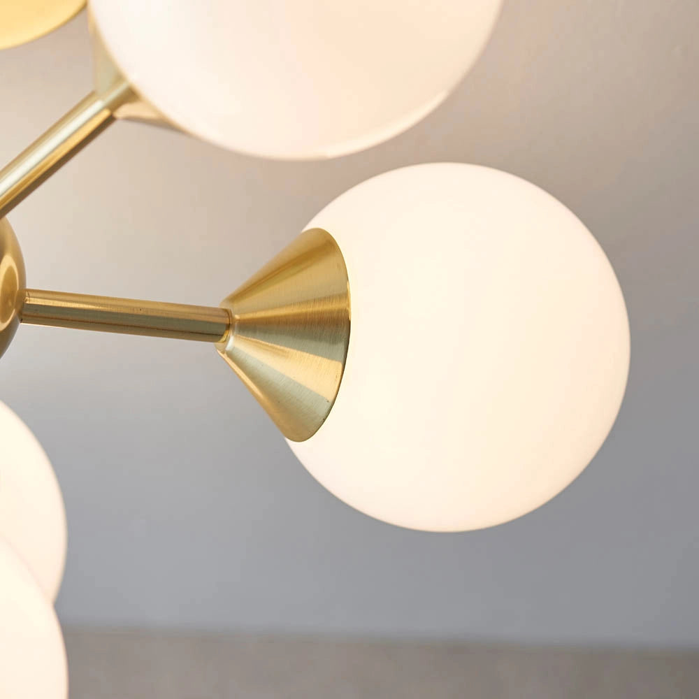 Plafoniera moderna ottone 6 luci G9 sfere vetro Endon