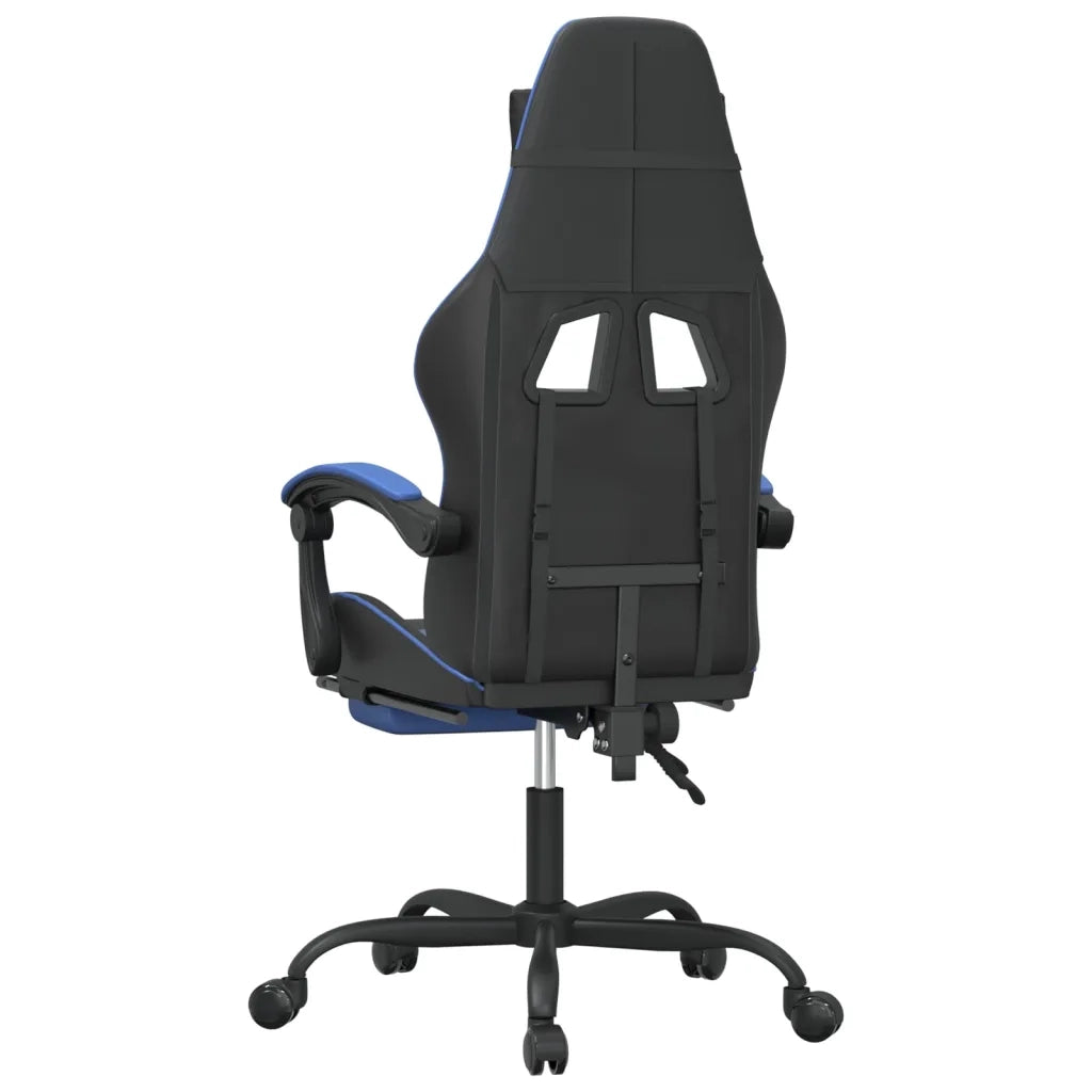 Sedia da Gaming con Poggiapiedi Nero e Blu in Similpelle cod mxl 66226