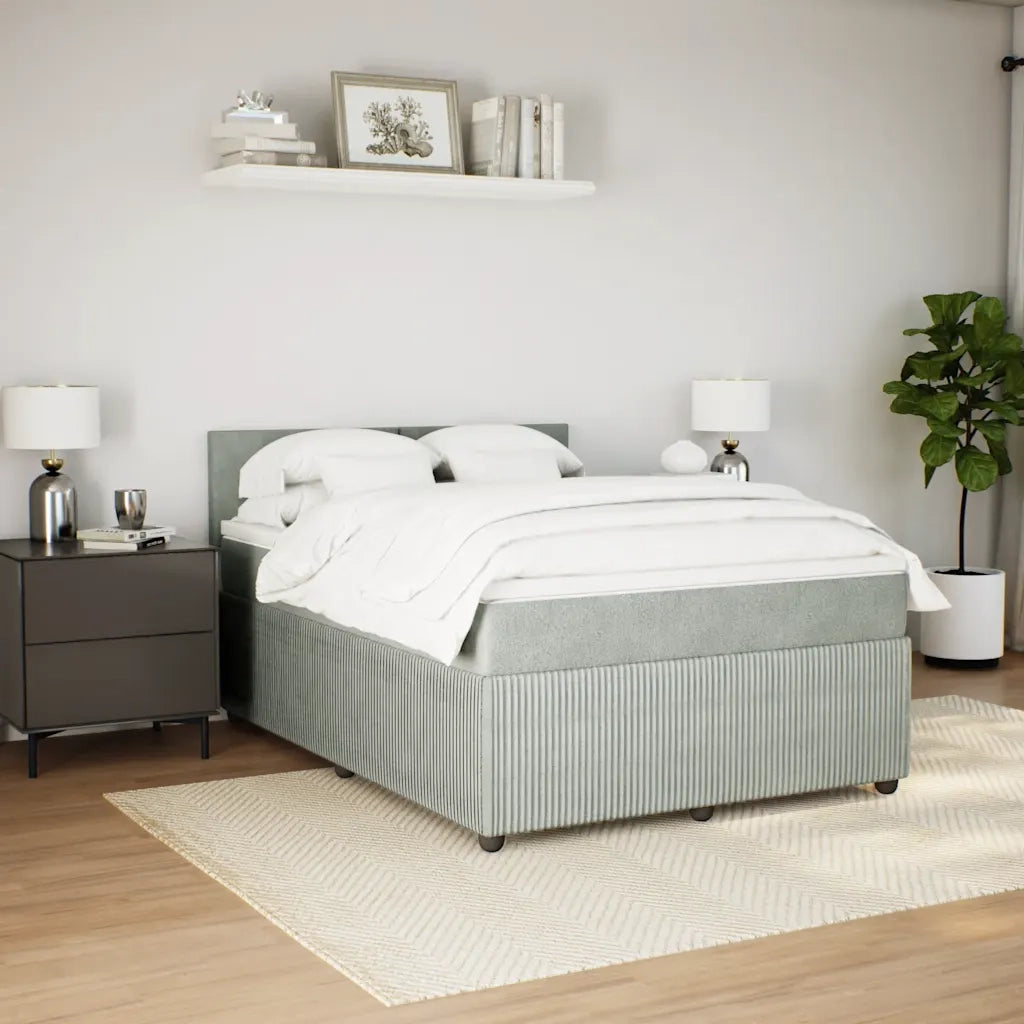 Giroletto a Molle con Materasso Grigio Chiaro 140x200cm Velluto 3287752