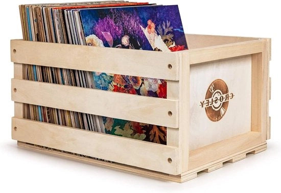 Cassa in legno rustica di vinile gialla - Fatta a mano e unica nel design