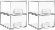 4 cassetti di stoccaggio a pile, organizzatore in acrilico con 32 gomme antiscivolo, organizzatore a lobi in acrilico per comodino, bagno