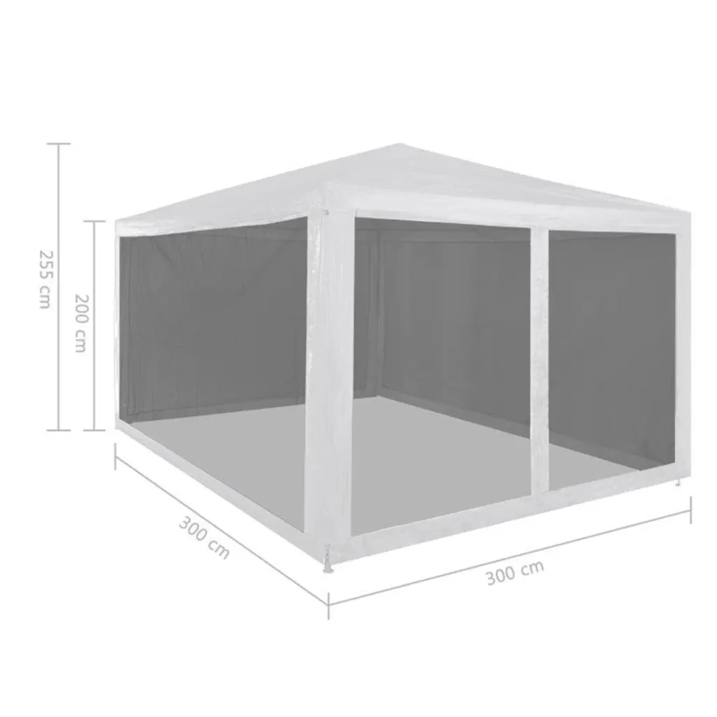 Tenda per Feste con 4 Pareti Laterali in Rete-Tenda Gazebo 3x3 m