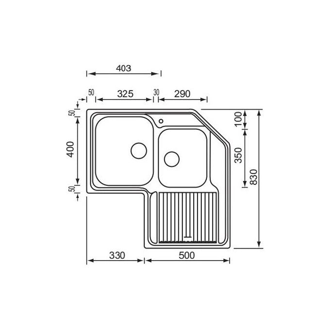 CM Zenith 83x83 2V Lavello ad incasso Angolo Acciaio inossidabile