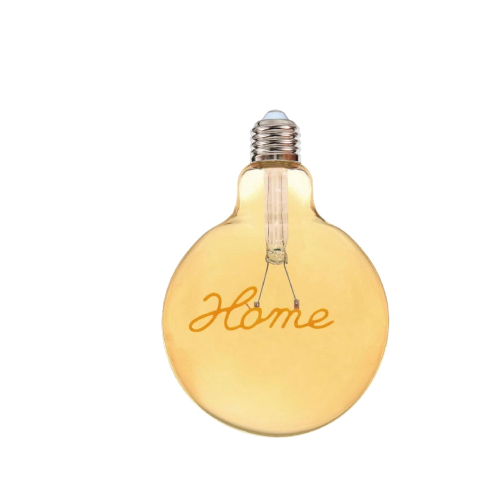 Lampadina globo a LED attacco E27 stile vintage con scritte filamento luce calda scritta HOME Luce calda 2500K