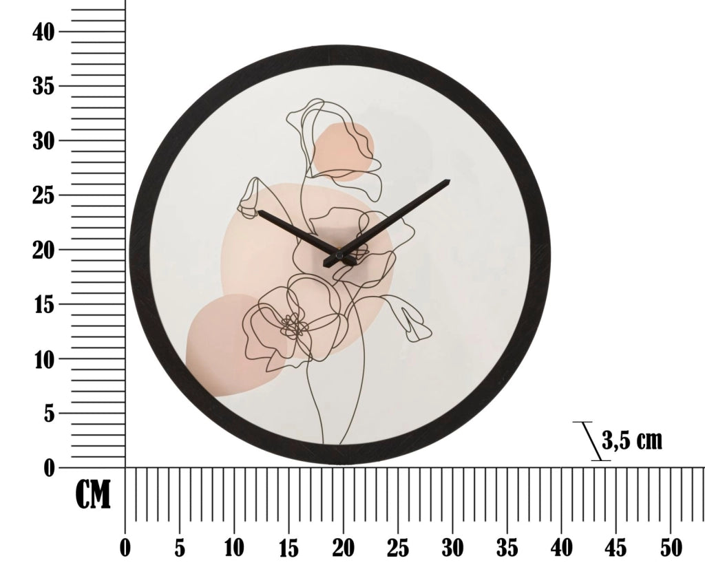 Orologio da Muro Flower 2 Ø 40x3,5 cm in Ferro e Vetro