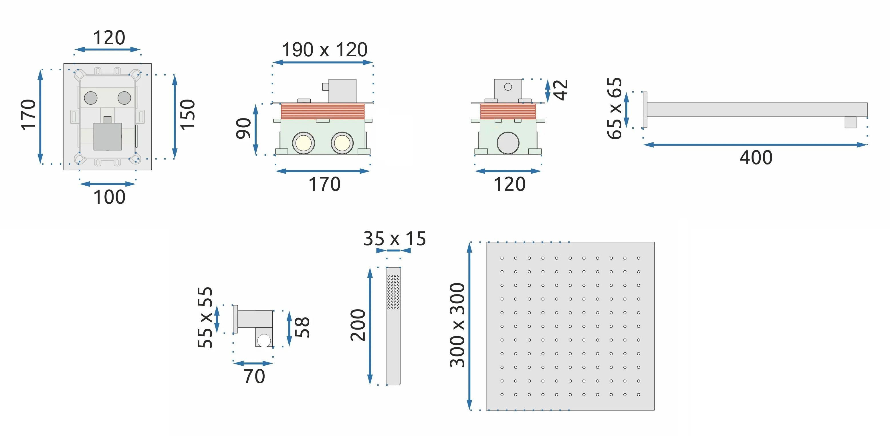 Set Doccia Da Incasso Rea Fenix Davis Gold Box