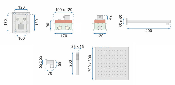 Set Doccia Da Incasso Rea Fenix Davis Gold Box