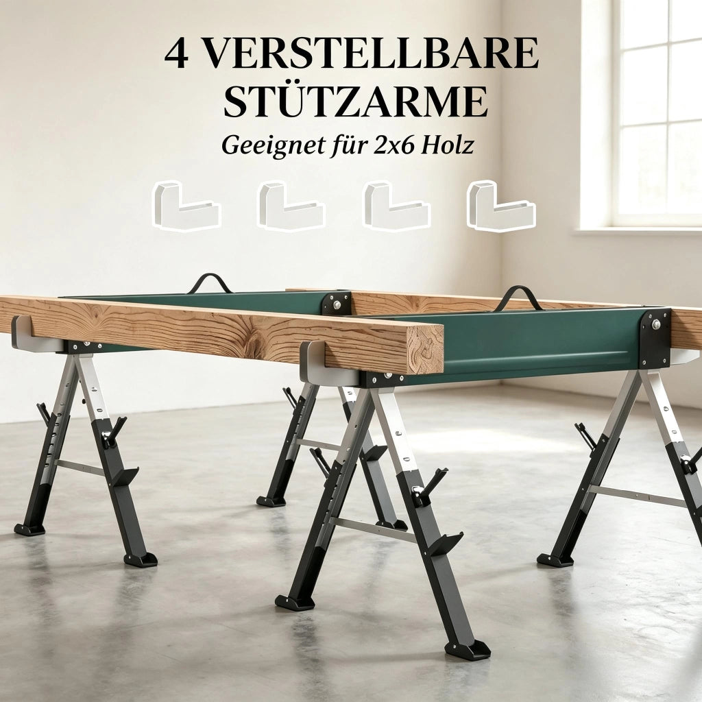 CAVALLETTO PIEGHEVOLE Set da 2 pezzi 116x64x64-81 cm Metallo Verde