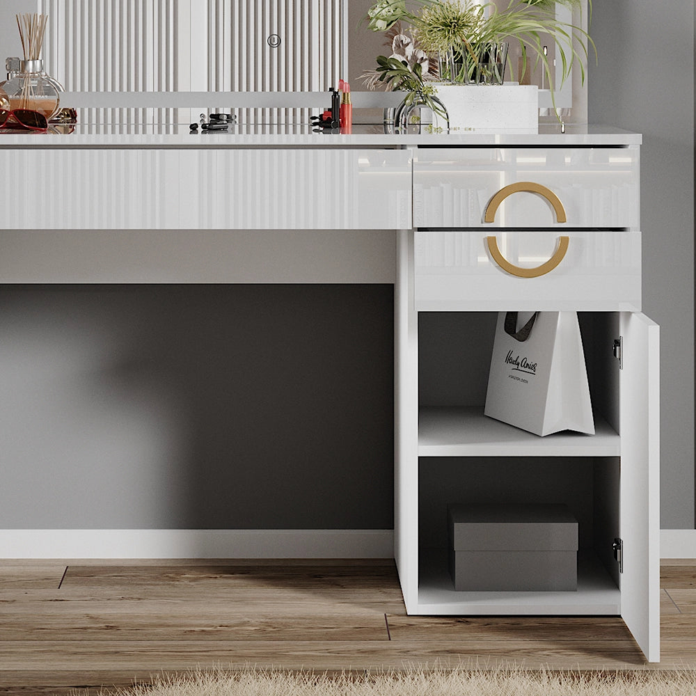 Vicco Tavolo da toeletta Bianco 115 cm con specchio a LED