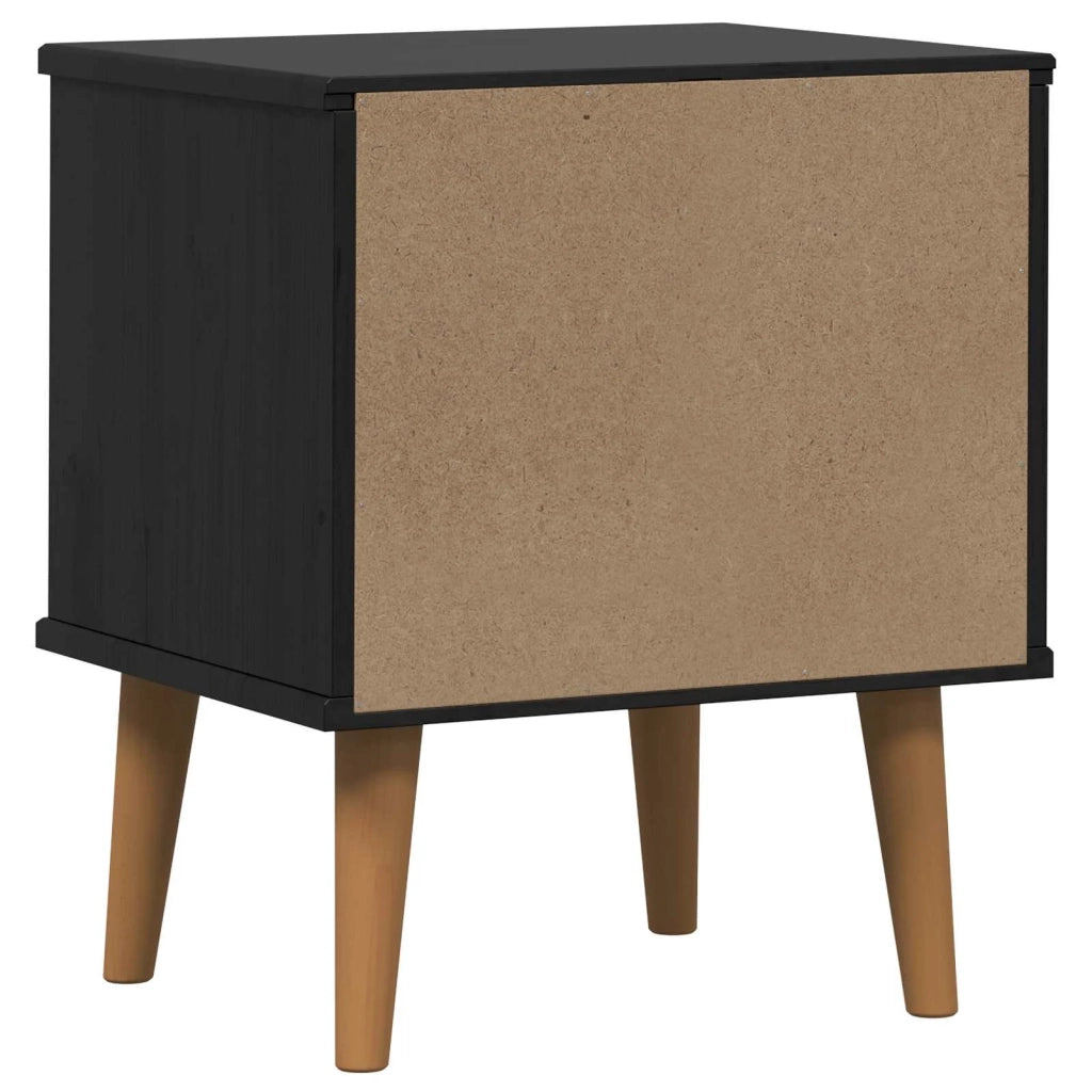 Comodino | Armadio da Notte | Mobiletto da notte Nero 40 x 35 x 48 cm Legno di pino massiccio