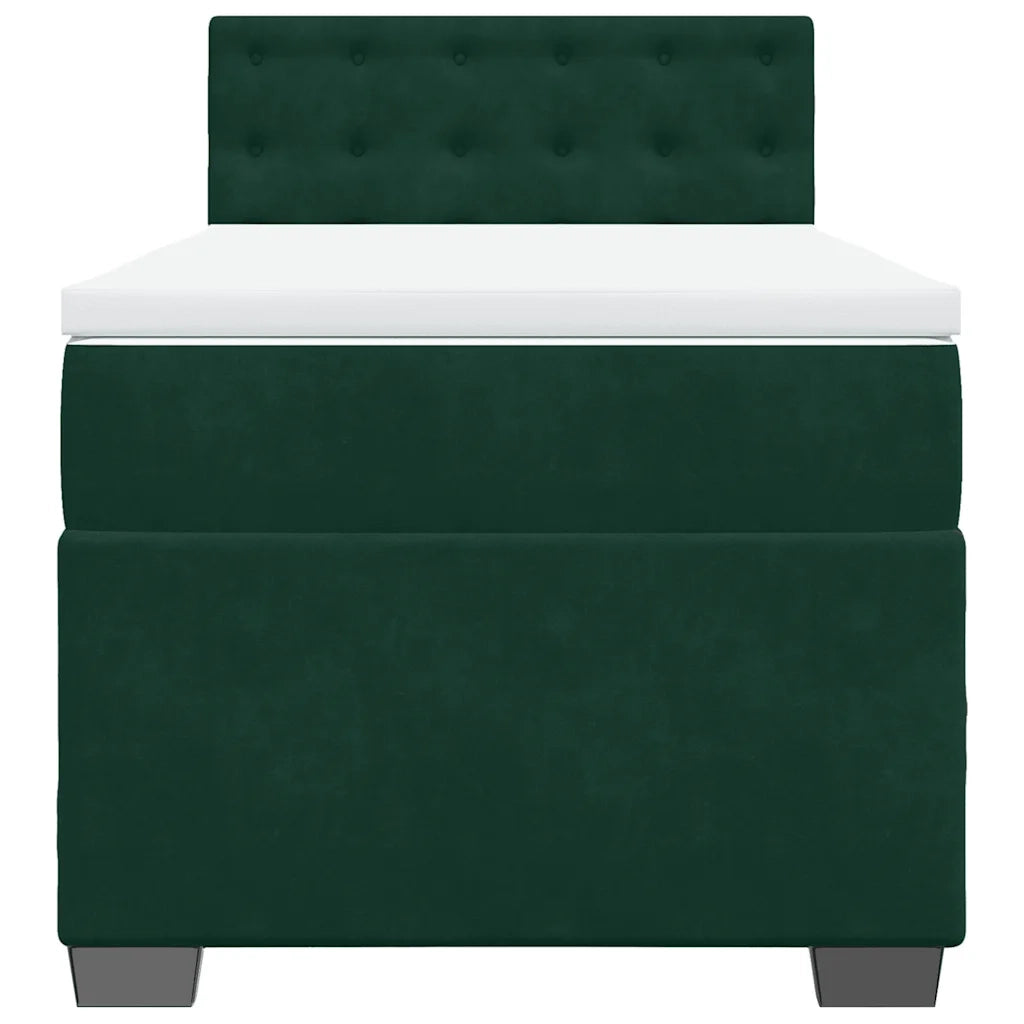 vidaXL Giroletto a Molle con Materasso Verde Scuro 90x200 cm Velluto