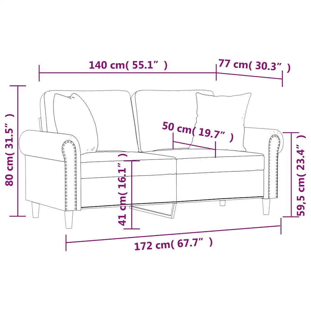Divano a 2 Posti con Cuscini-Sofa 2 Posti con Cuscini Giallo 140 cm in Velluto 117616