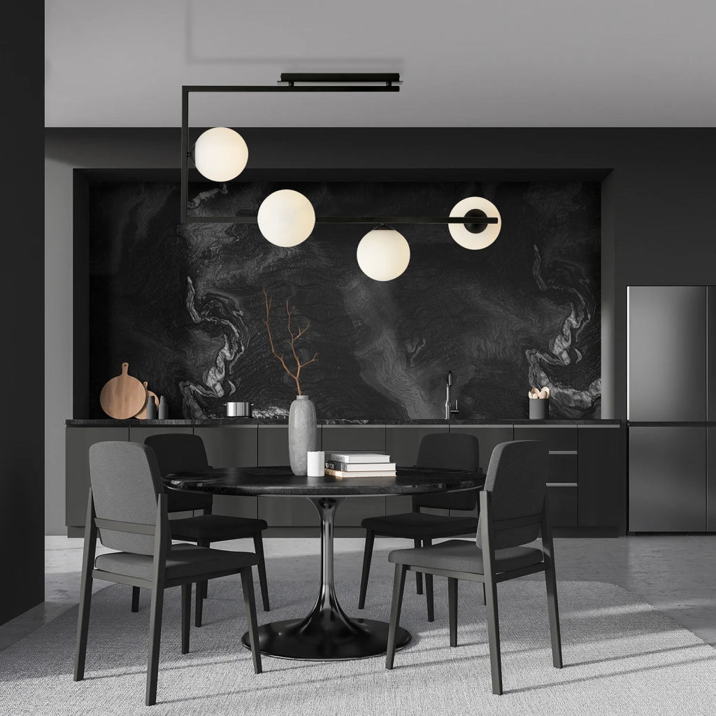 Plafoniera Minimal Nanna Acciaio Nero Oro 4 Luci E14 Ip20