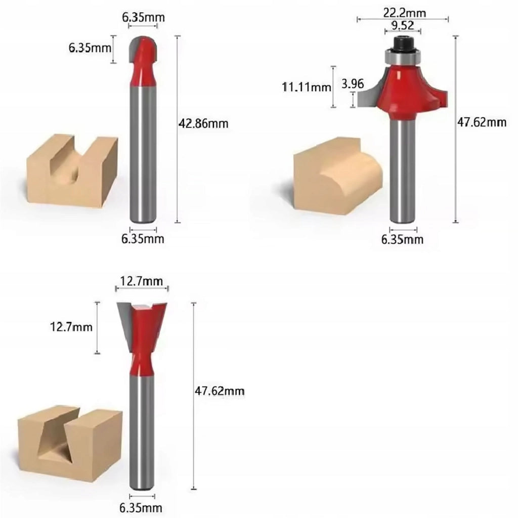 Set Frese per Legno Rosfix WoodCut Pro 15 – 15 Pezzi | Trascinatore 6,35 mm | Alta Qualità, Acciaio e Carburo
