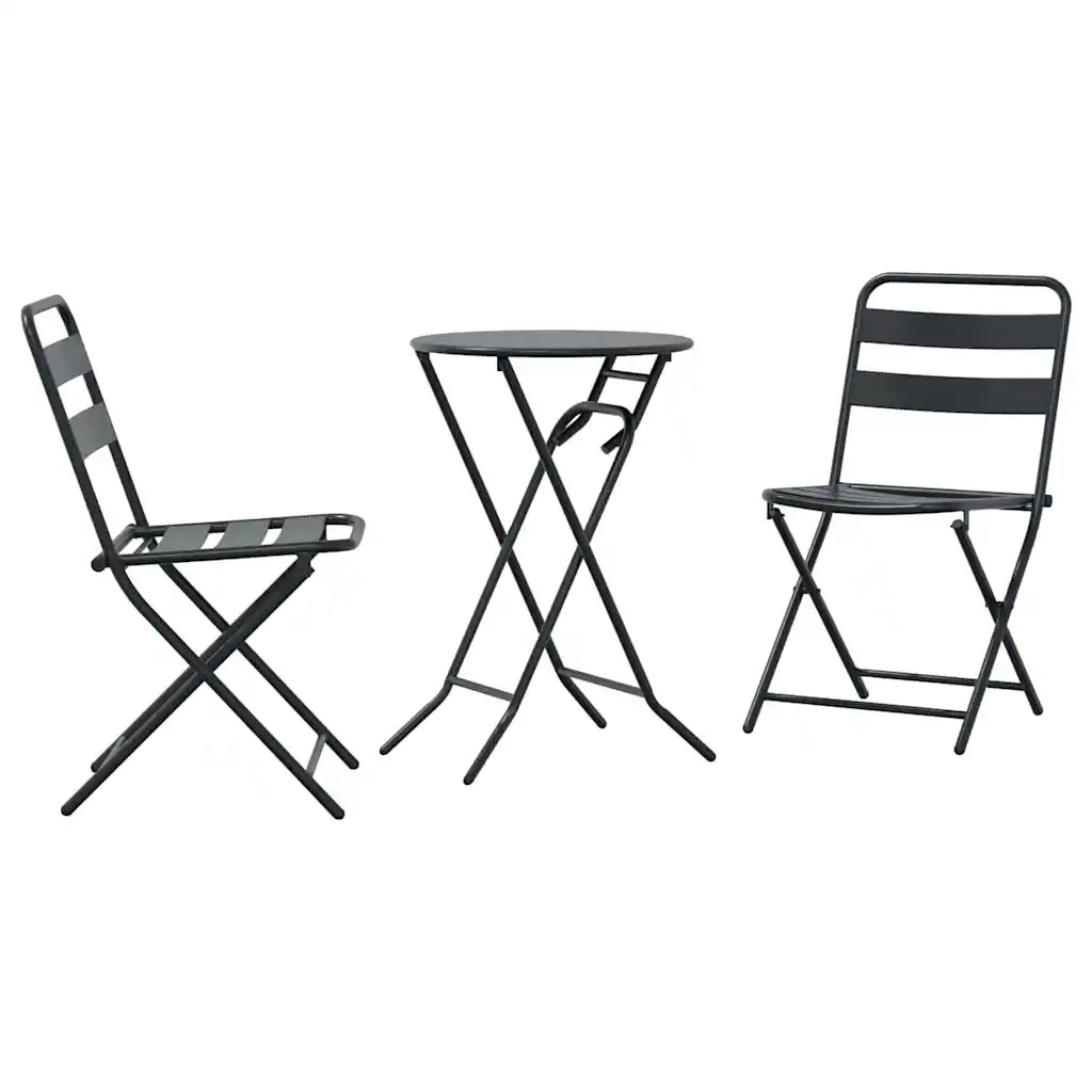 Set Bistro da Giardino 3 pcs Antracite Acciaio