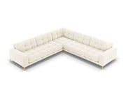 Cosmopolitan Design - Divano angolare reversibile "Bali" 6 posti in velluto beige chiaro 