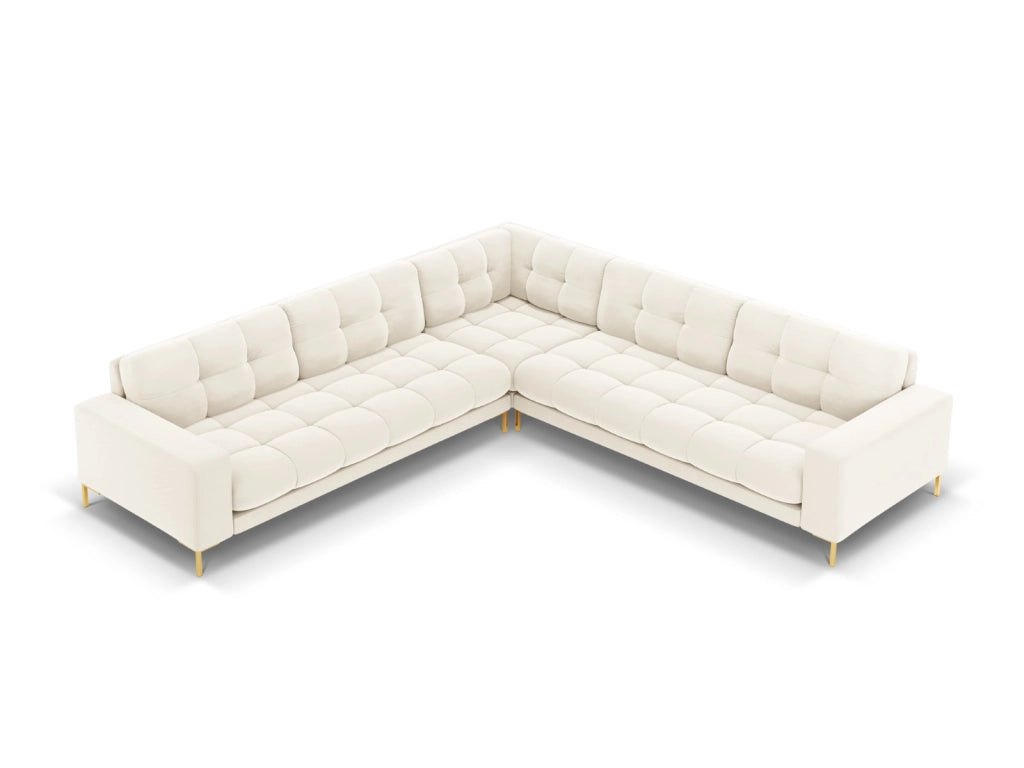 Cosmopolitan Design - Divano angolare reversibile "Bali" 6 posti in velluto beige chiaro 