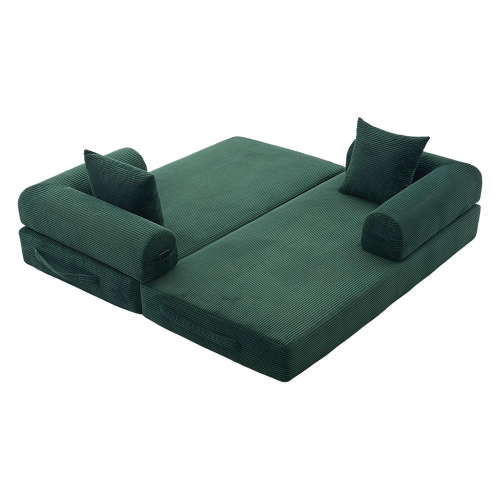 Divano pieghevole - Xylo - Struttura metallica, 3 cuscini, verde smeraldo