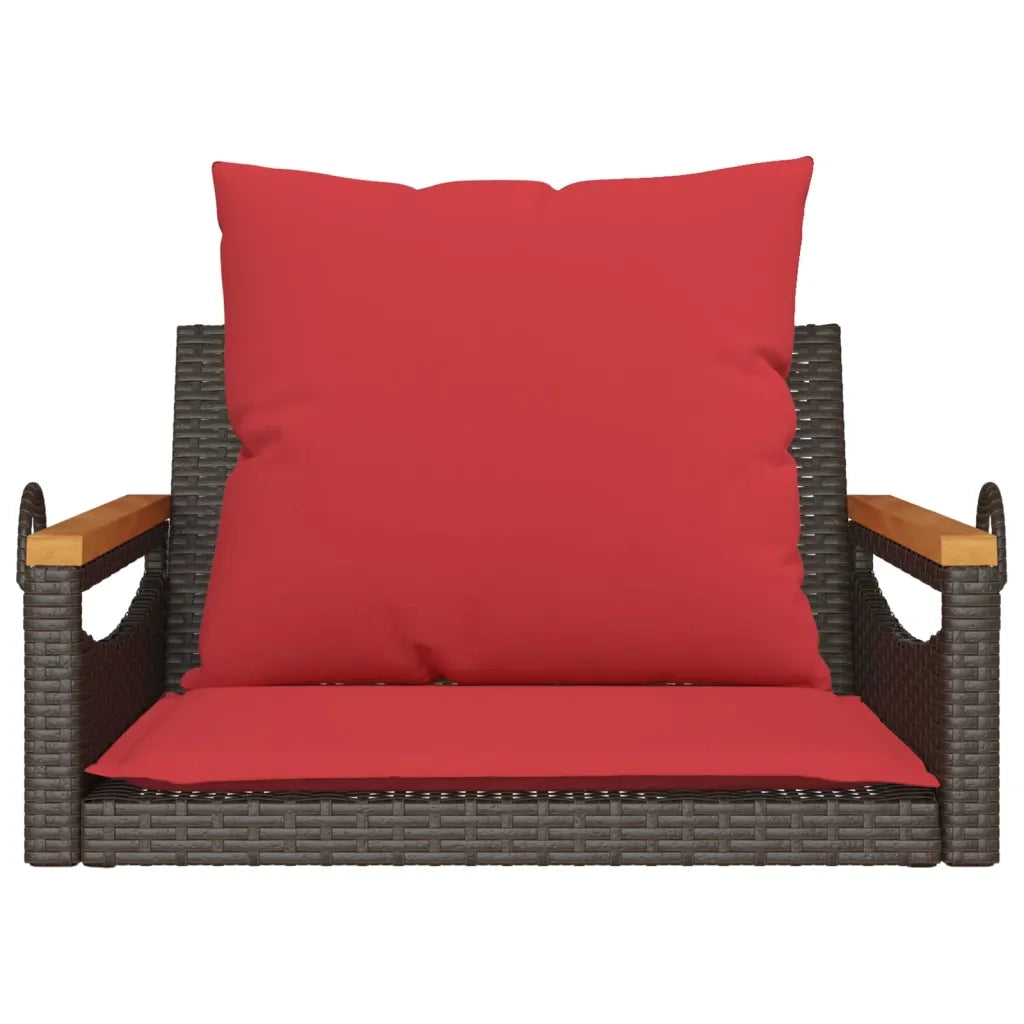 Panchina Dondolo con Cuscini Marrone 63x62x40 cm in Polyrattan 368167