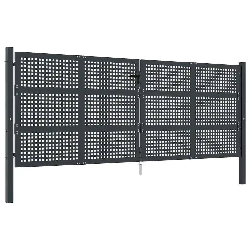 Cancello da Giardino Antracite 400x125 cm in Acciaio 154573