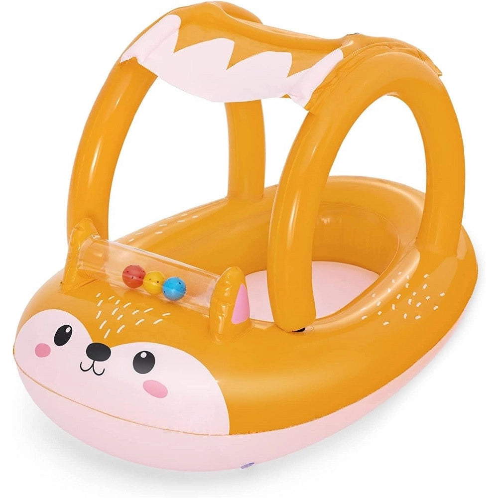 Trade Shop - Canotto Canottino Volpe Gonfiabile Bambini Con Parasole Mare Piscina 85x58cm 34168 -