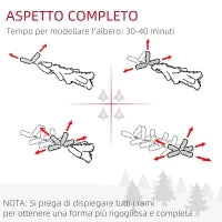 Albero di Natale 180cm Innevato con 240 Luci LED e 618 Rami con Base in Acciaio