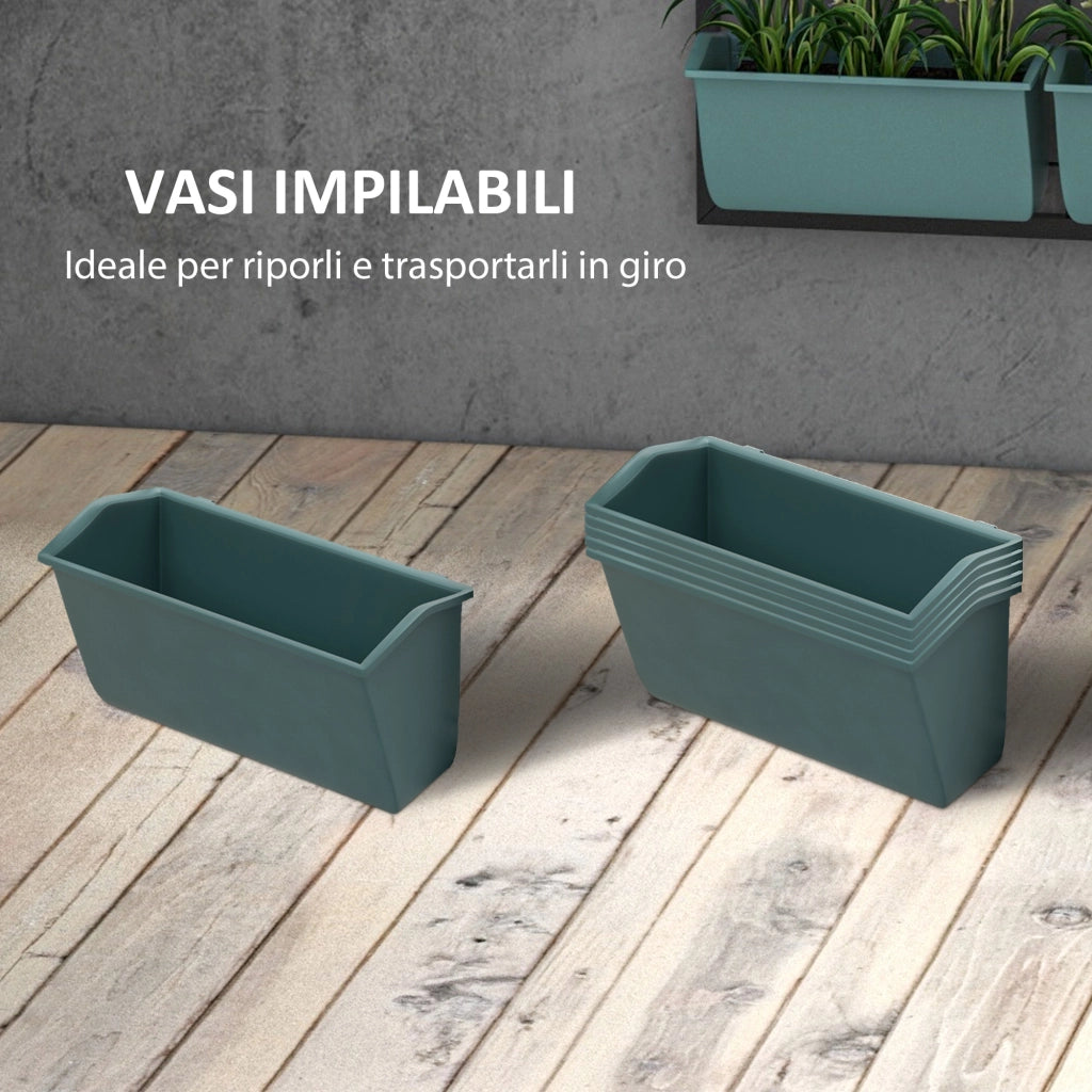 Orto Verticale a 3 Livelli con 6 Vasi in Acciaio e Plastica, 52x14x66cm, Verde Scuro