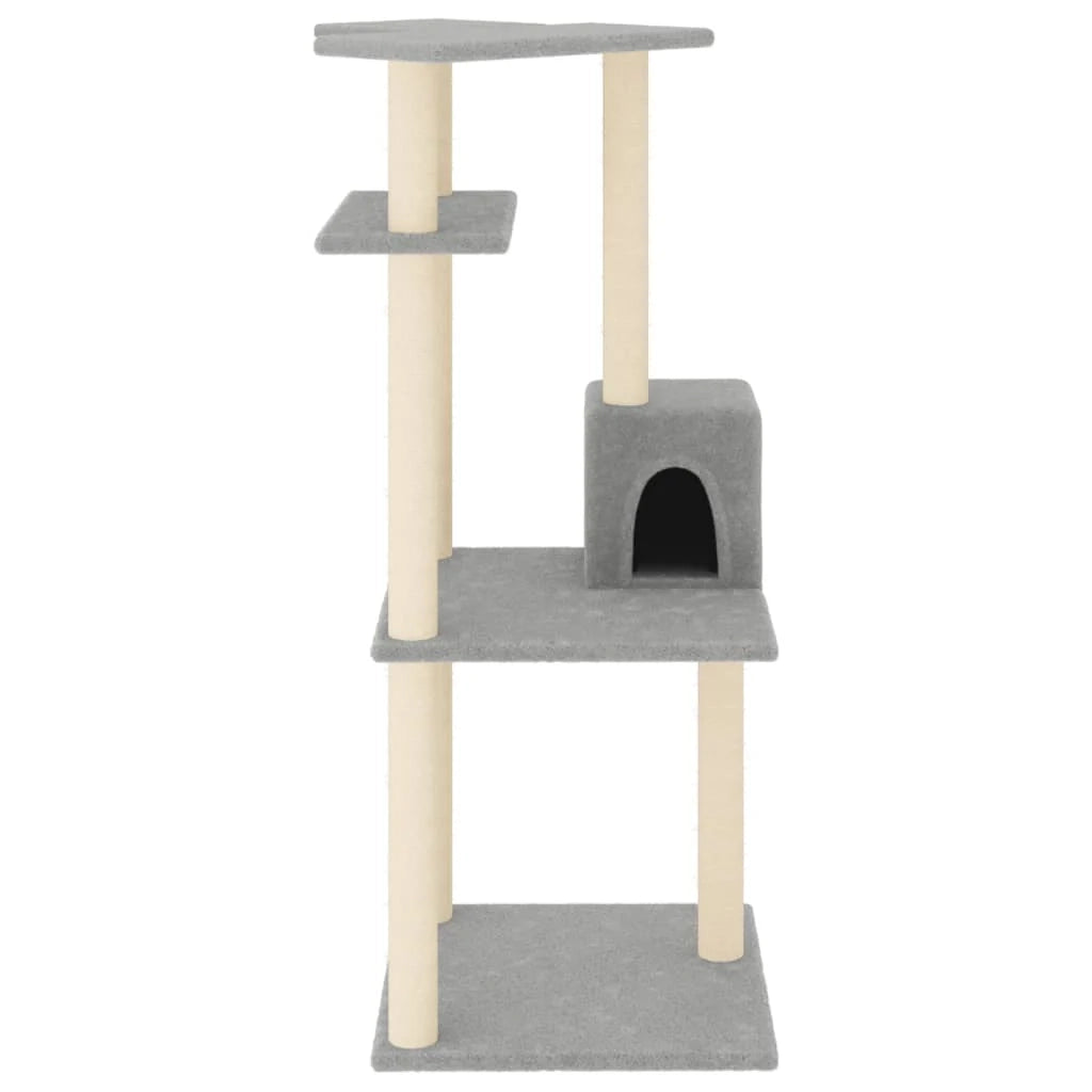 Tiragraffi per gatti torre per arrampicata giocattolo piattaforma per arrampicata con tiragraffi in sisal leggero 123 cm grigio 02_0022557