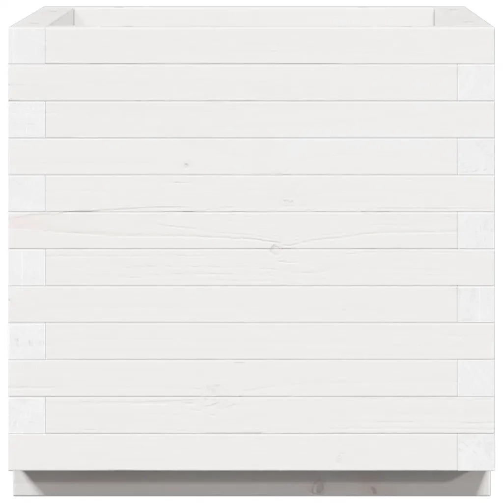 Fioriera da Giardino-Vaso da Esterno Bianca 50x50x49,5cm Legno Massello di Pino 296289