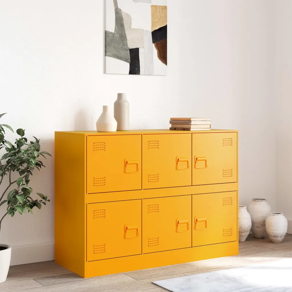 Credenza | Madia | Buffet da pranzo | Armadio da pranzo Giallo Senape 99x39x73 cm in Acciaio