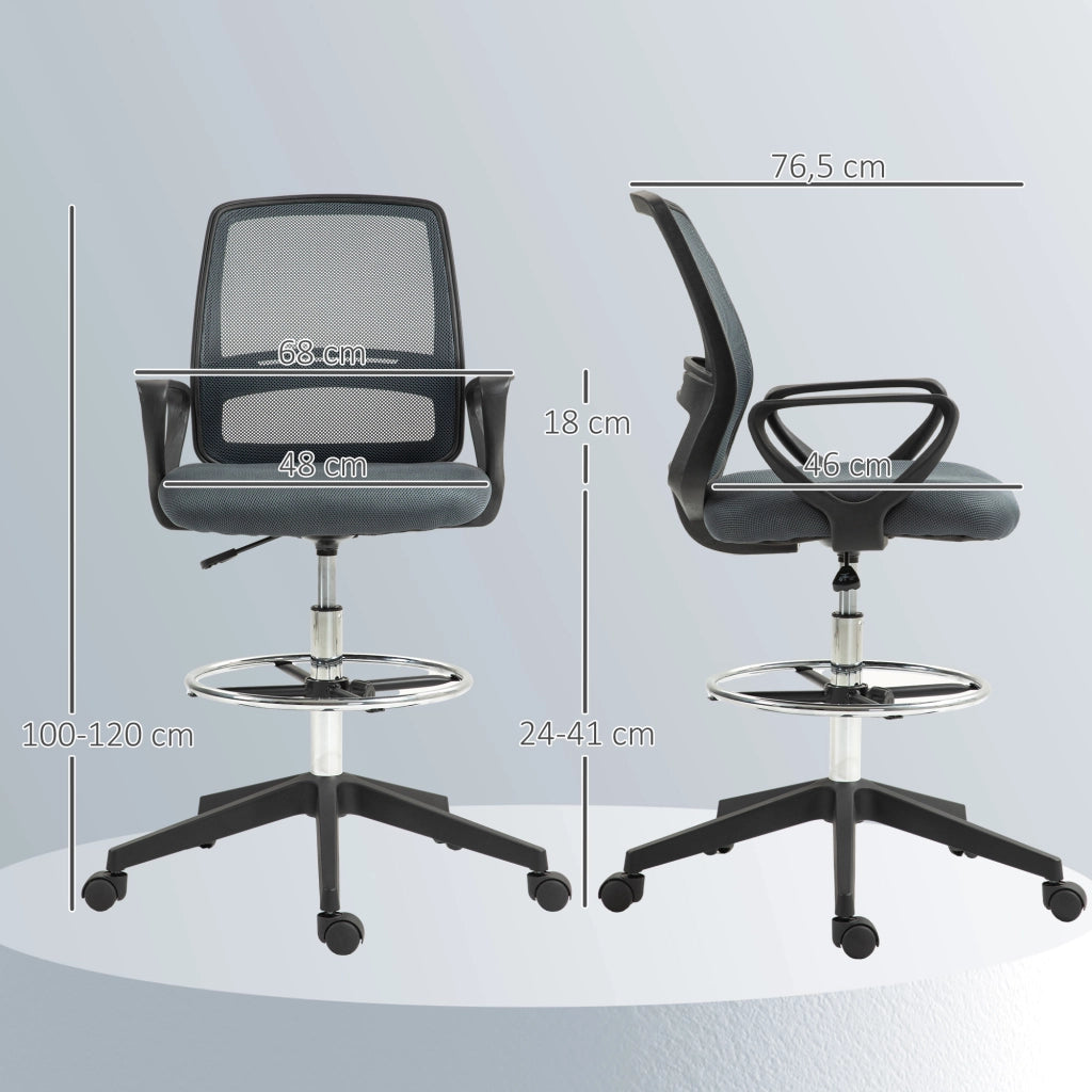 Sedia da ufficio ergonomica con braccioli e poggiapiedi regolabile ¨C zephmum ¨C Grigio