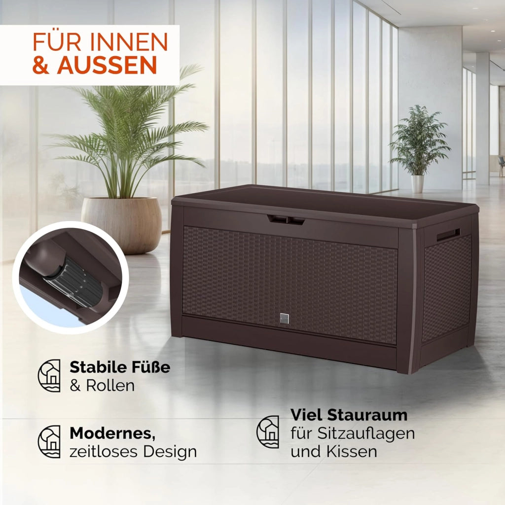 ® Baule da Giardino 310L Box Portacuscini 119x48x60cm 4 Rotelle Multibox 3 Maniglie Contenitore Richiudibile