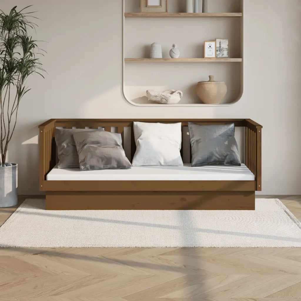 Letto singolo | Letto per adulti | Dormeuse Marrone Ambra 75x190 cm in Legno Massello di Pino