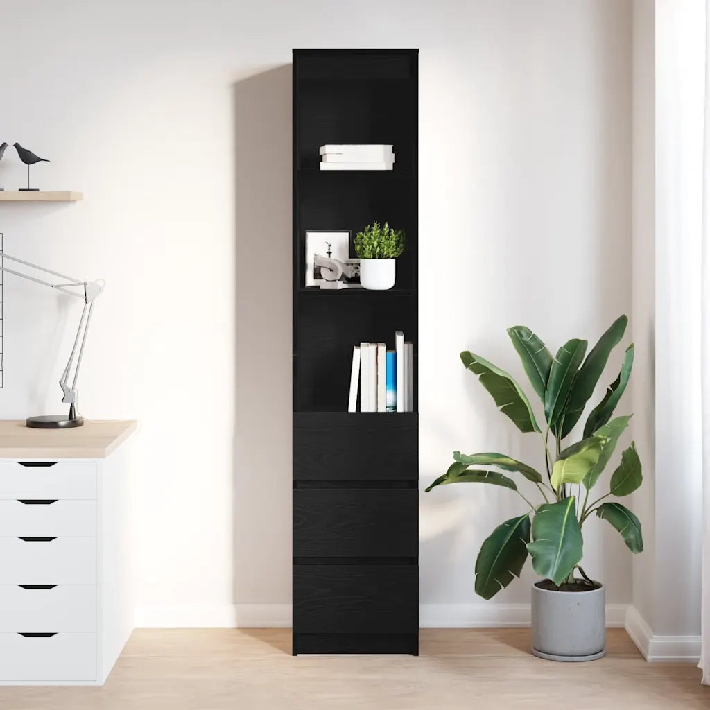 Credenza Rovere Nero 37,5x35x180 cm in Legno Multistrato 861662