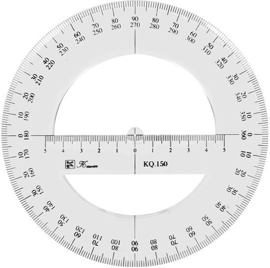 Gradenboog 360 Gradi - Misuratore di Angoli Transparente - Strumento di Misura in Plastica - Scuola/ Ufficio - 15 cm di Diametro - Sostenibile e Scala Chiara