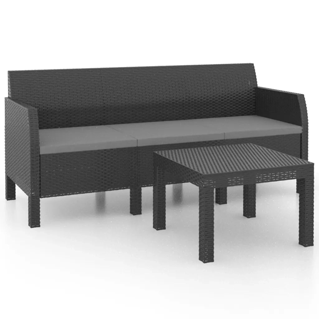 Set Divani da Giardino 2 pz con Cuscini in Rattan PP Antracite 3079668