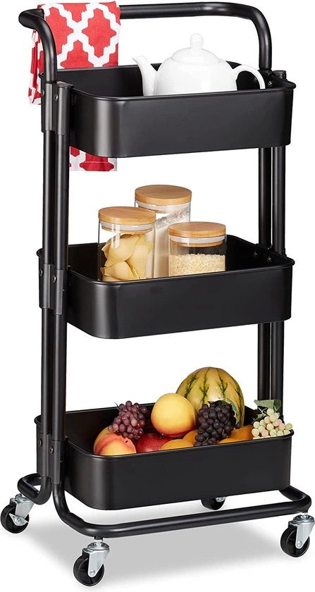 Trolley da Cucina – Cucina con Scomparti - Trolley di Archiviazione su Ruote – con Livelli – Sostenibile - Risparmio di Spazio