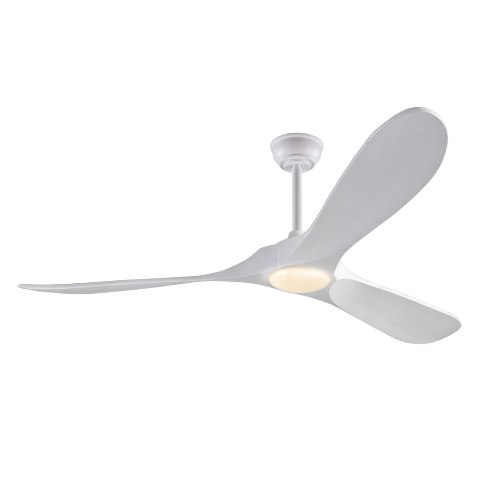 Ventilatore da soffitto 60 pollici con luce LED; telecomando; 3 pale in legno massello; bianco
