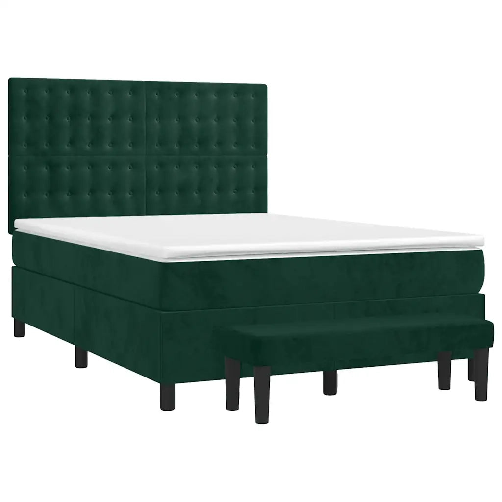 Giroletto a Molle con Materasso Verde Scuro 140x200 cm Velluto 3138088