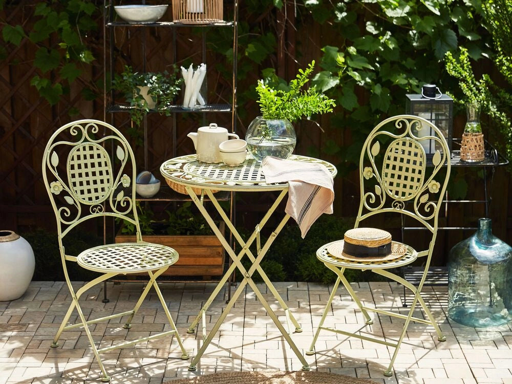Tavolino da Giardino Bistro Pieghevole ø 70 cm in Metallo di colore Verde Chiaro esterno