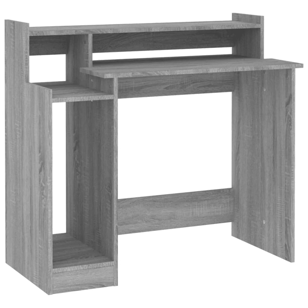 Scrivania tavolo postazione di lavoro mobile per computer studio e luci a LED Sonoma 97 x 45 x 90 cm legno ingegnerizzato grigio 02_0023812