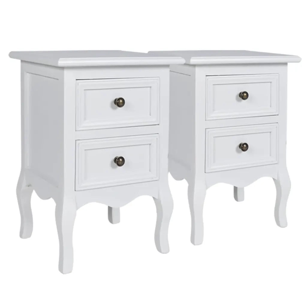 Comodini 2 pz con 2 Cassetti in MDF Bianchi 60638