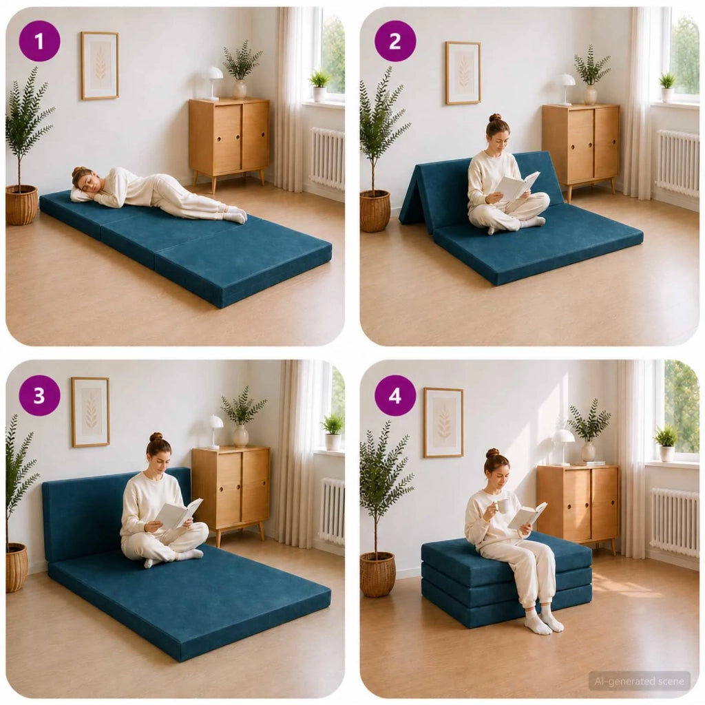 Divano Letto Pieghevole 100 x 67 x 45 cm Blu 900202