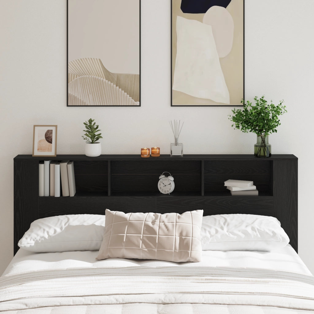 Testata letto Armadietto Nero Rovere 200x18,5x104,5 cm